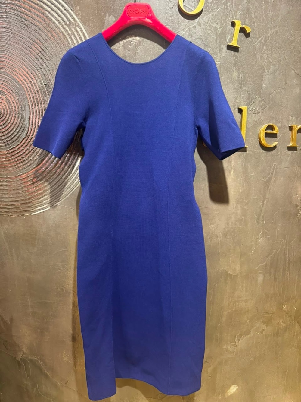 Escada Royal Blue Midi Sheath stretch fabric Dress size M